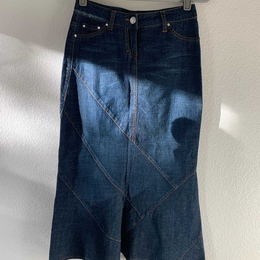 Cache long denim  Skirt Y2K Streetwear preppy soft denim